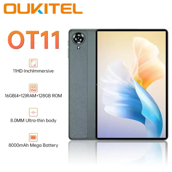 Oukitel OT11 Tablet 8000mAh 11 ″ HD +Display Widevine L1 Smartphone Tablets 16(4 + 12)GB +128GB Dual SIM 4G Tablets Android 14