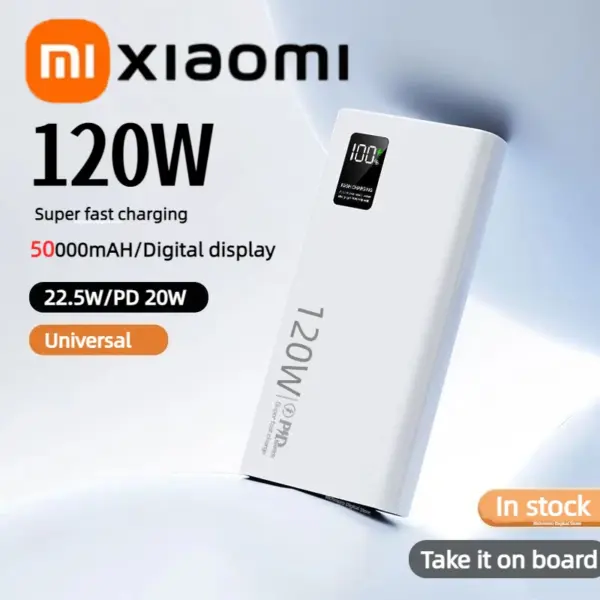 Xiaomi Mijia 120W Power Bank 50000mAh High Capacity Fast Charging Portable Battery Charger For iPhone Samsung Huawei Hot