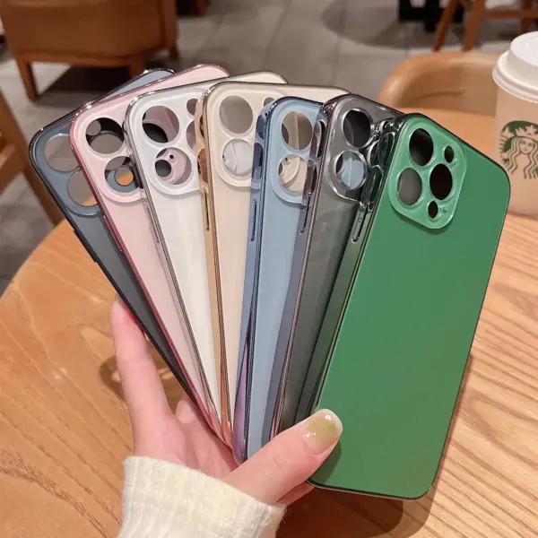 Slim Matte Case for iPhone 11 12 13 14 15 16 Pro Max Glass Lens Protector Plating Bumper Cover