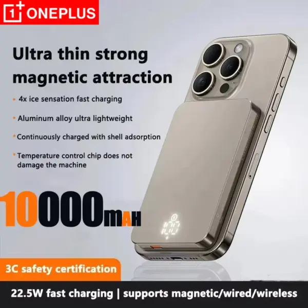 OnePlus 10000mAh Wireless Mobile Power Bank Magnetic Charger Portable Fast Charging External Battery for iPhone Samsung Xiaomi