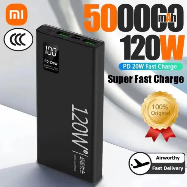 Xiaomi Mijia 120W Power Bank 50000mAh High Capacity Fast Charging Portable Battery Charger For iPhone Samsung Huawei Universal