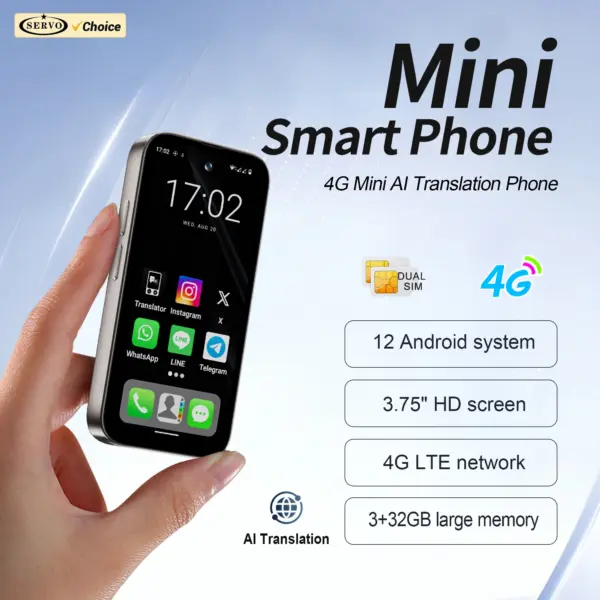 SERVO A1 PRO Mini Translation Smartphone 4G LTE Android12 System RAM 3GB ROM 32GB Play Store WiFi Dual SIM Pocket AI Smart Phone