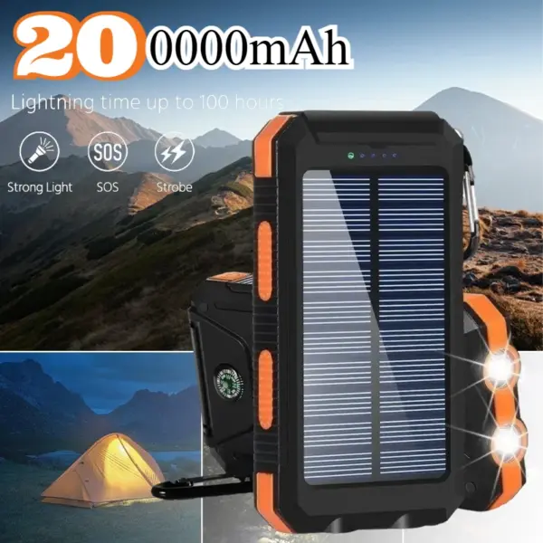 200000mAh Large Capacity Solar Power Bank Fast Charging Portable Charger External Battery for IPhone Samsun Xiaomi Powerbank