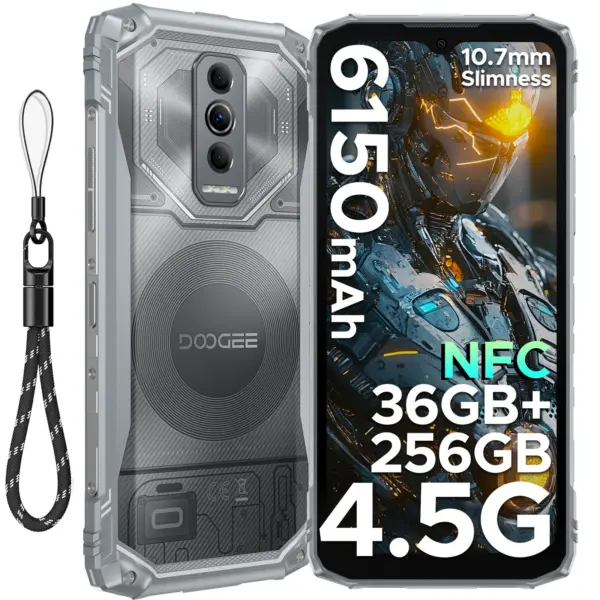 DOOGEE Blade10 Ultra Energy Rugged Phone Gemini AI 6150mAh Battery 6.56'' Screen 10.7mm Ultra-thin Android 15 Smartphone NFC
