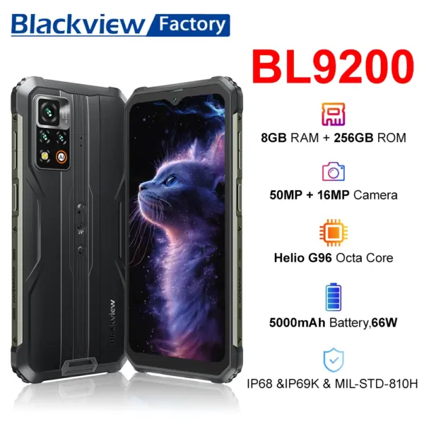 Blackview BV9200 Rugged Phone 6.6‘’ 120Hz 50MP Camera 14GB RAM+256GB ROM Smartphone Android 12 Global Version Telephone Portab