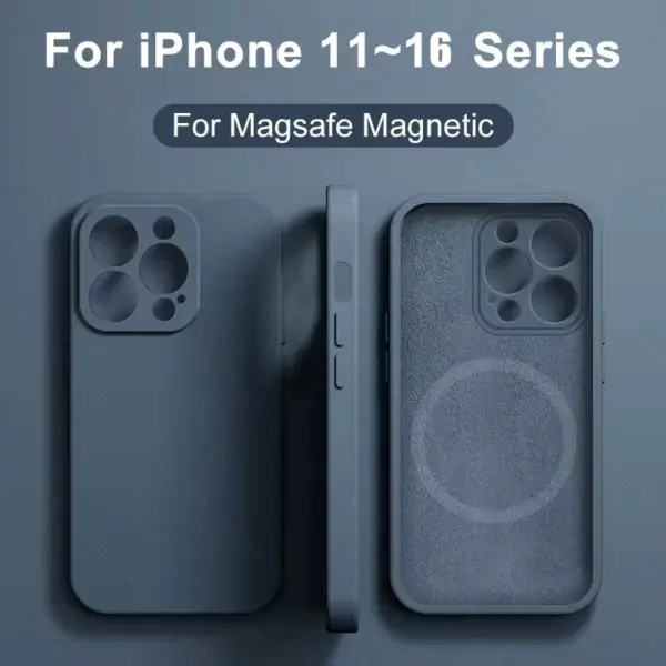 Liquid Silicone For Magsafe Magnetic Case For iPhone 16 15 14 12 11 13 Pro Max 16 Plus Wireless Charging Cover Phone Accessories