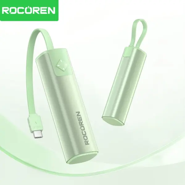 ROCOREN Mini Lipstick Style Power Bank 5000mAh with LED Power Indicator Portable Charger Compact Battery Pack for Mobile Phones