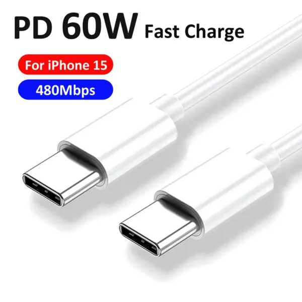 PD 60W USB C to USB Type C Cable Fast Charge Data Cable For iPhone Huawei Samsung Xiaomi Macbook iPad Data Line Type C To Type C