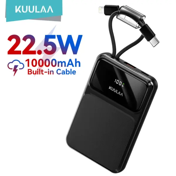 KUULAA Power Bank 10000mAh 22.5W Fast Charging External Battery Powerbank Portable Charger for Xiaomi Poco iPhone Samsung iPad
