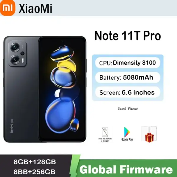 Xiaomi Redmi Note 11T Pro 5G Smartphone Global firmware Android MediaTekDimensity 8100 144Hz 5080mAh Used Phone