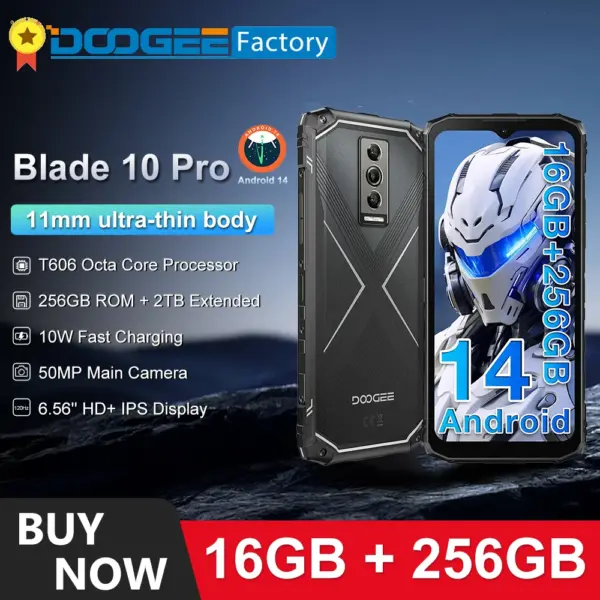 DOOGEE Blade 10 Pro Smartphone 16GB(6+10) 256GB 50MP Camera 6.56'' Display Cellphone 5150mAh NFC Android 14 Mobile Phone