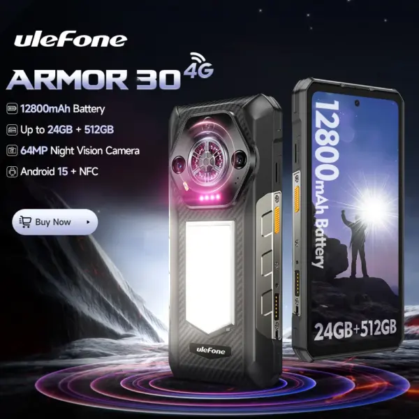 【World Premiere】Ulefone Armor 30 Rugged Phone 12800mAh 24GB+512GB Smartphone 120Hz Android 15 NFC Night Camera Global Version
