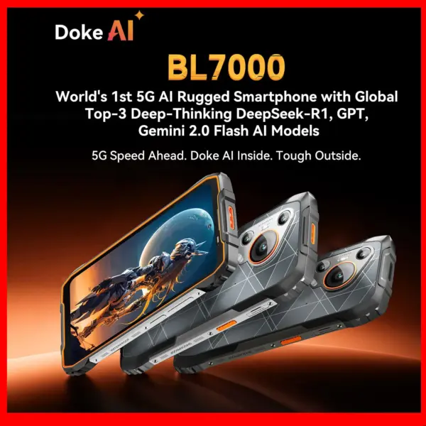 BLACKVIEW BL7000 5G AI Rugged Phone Deepseek GPT Android 15 Smartphone, 6.78" HD+2.4K Display 120Hz, 24(8+16)GB 256GB, 7500Amh