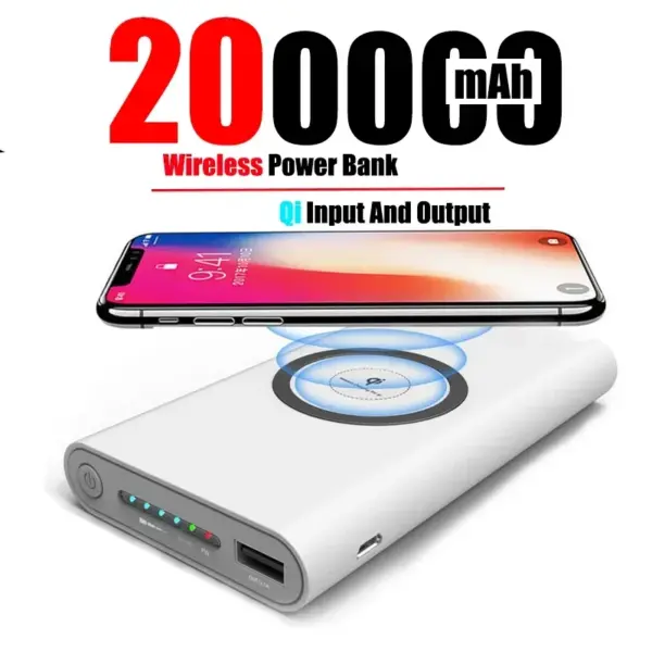 200000mah Power Bank Two-way Wireless Fast Charging Powerbank Portable Charger Type-c External Battery For Samsung Iphone Xiaomi