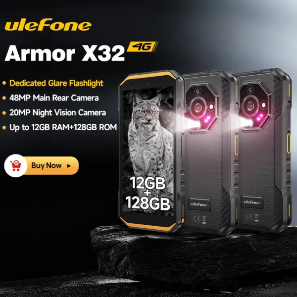 【2025 New】Ulefone Armor X32 4G Rugged Phone Smartphone Android 14 Waterproof up to 12GB RAM 128GB ROM NFC Night Vision