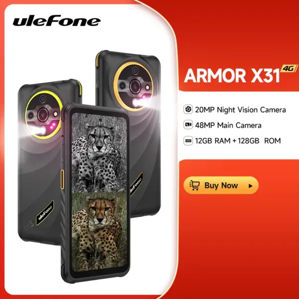Ulefone Armor X31 4G Rugged Phone Android 14 Smartphone 6.56”12GB RAM 128GB ROM 48MP NFC Night Camera IR Blaster Global version