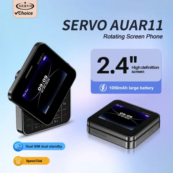 SERVO AUAR11 2G GSM Rotating Mobile Phone 2 SIM FM Radio Flashlight Magic Voice 2.4 inch Rotating Sliding Screen Phone Blacklist