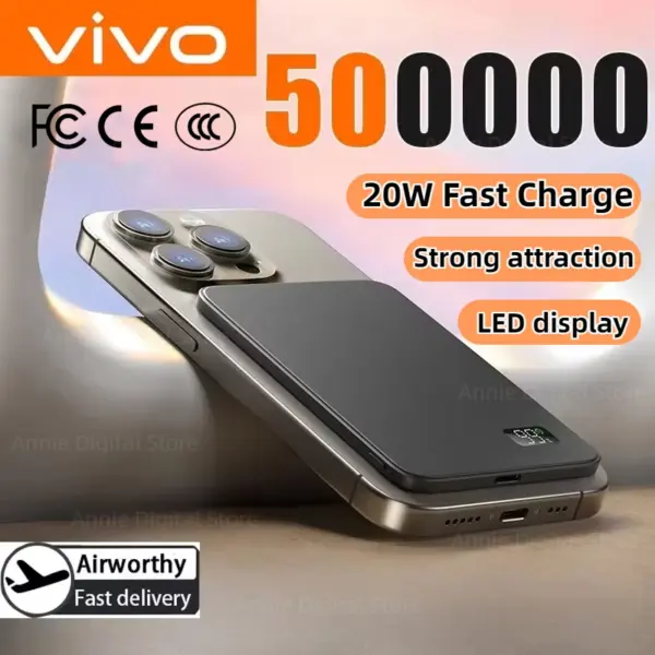 VIVO 50000mAh CCC Certification Thin Power Bank Ultra For MagSafe Magnetic Wireless Fast Charging Portable Battery Display