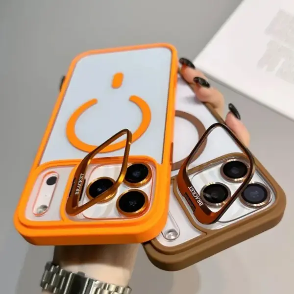 Armor metal Stand For Magsafe Phone Case For iPhone 17 16Pro 15 14 13 12 11 17 Pro Max Plus Magnetic Wireless Charge Hard Cover