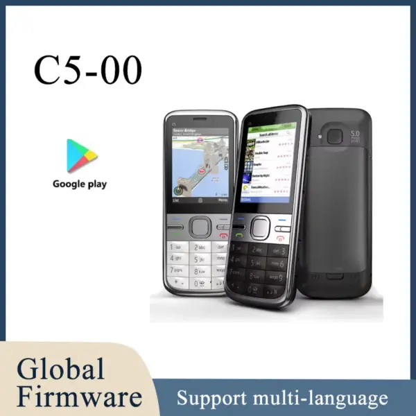 Unlocked Finland made C5-00 Mobile Cell Phone 2G 3G 3.2MP camera 240x320 Display Resolution support multi-language used phone