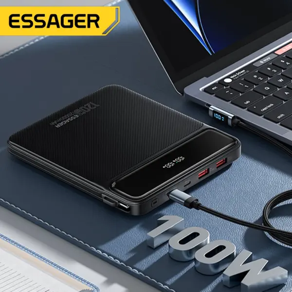 Essager 100W Power Bank 20000mAh Capacity PD Fast Charging Battery Charger Powerbank For Laptops MacBook iPhone Samsung Xiaomi