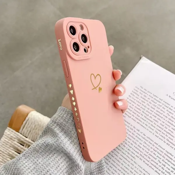 Colorful Love Heart Silicone Phone Case For iPhone 17 16 15 14 Pro Max 11 12 13 Pro Max X XR XS Max 7 8 Plus 16E SE Soft Cover