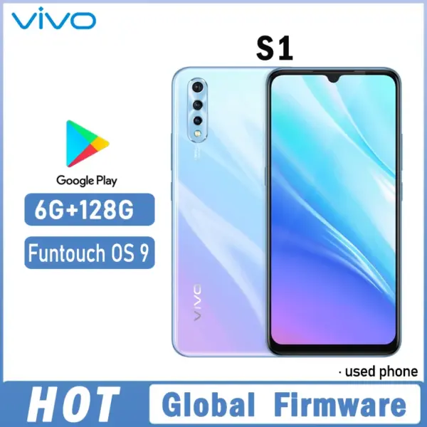 VIVO s1 4G smartphone Global firmware 6GB 128GB 6.38" 16MP camera MTK Helio P65 used phone