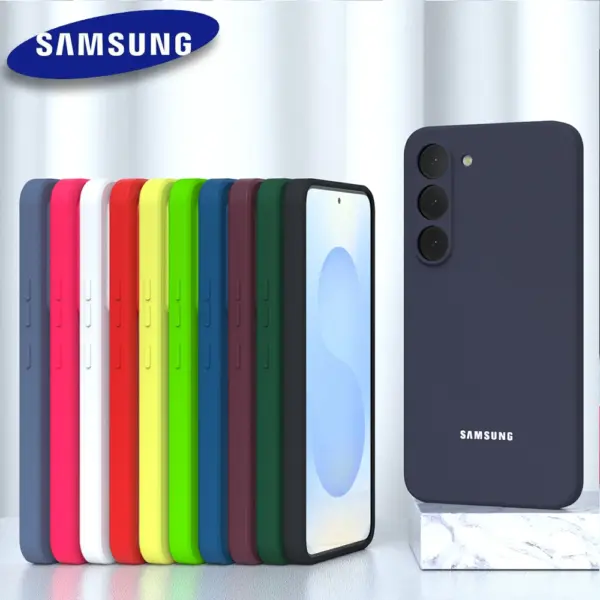 Original For Samsung S24 S25 S23 Ultra Case Soft Liquid Silicone Thin Shockproof Phone Back Cover For Galaxy S24Plus S24Ultra FE