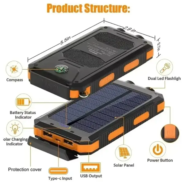 200000mAh Solar Power Bank Portable High Capacity Fast Charging Portable External Battery With IOS Android For IPhone Xiaomi