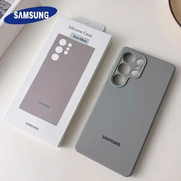 Original Liquid Silicone Solid Color Soft Phone Case For Samsung Galaxy S25 S24 S23 S22 Ultra S24 Plus FE Case With Official Box