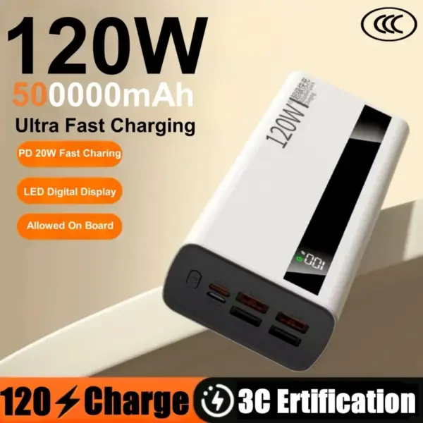 200000mAh High Capacity Power Bank 120W Super Fast Charge Digital Display Power Bank For iPhone Xiaomi Samsung CCC Certification