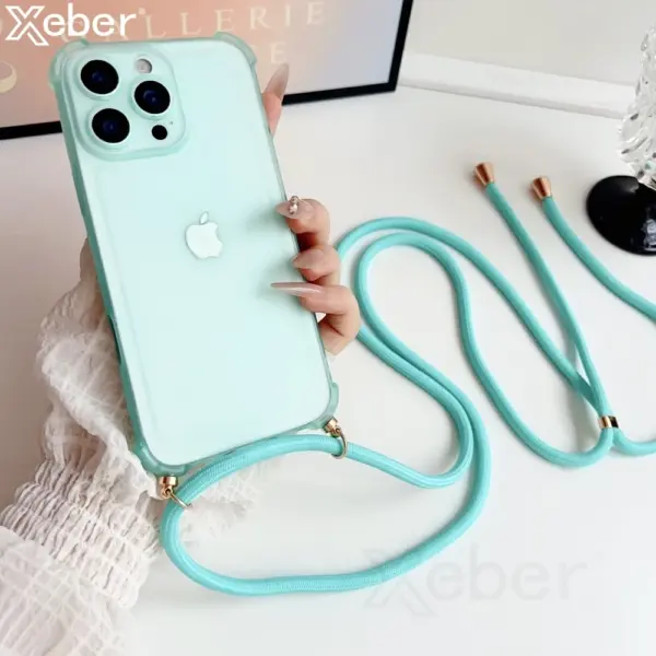 Crossbody Strap Lanyard Matte Shockproof Case For iPhone 17 16 Pro Max 15 14 13 Mini 12 11 XR XS X 7 8 Plus Clear Soft TPU Cover