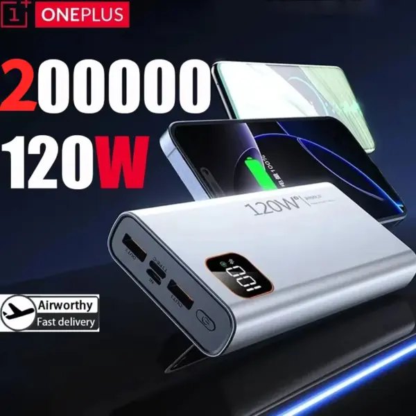 ONEPLUS 200000mAh 120W Power Bank Fast Charging Power Bank High Capacity External Battery Hot Digital Display For Iphone Samsung
