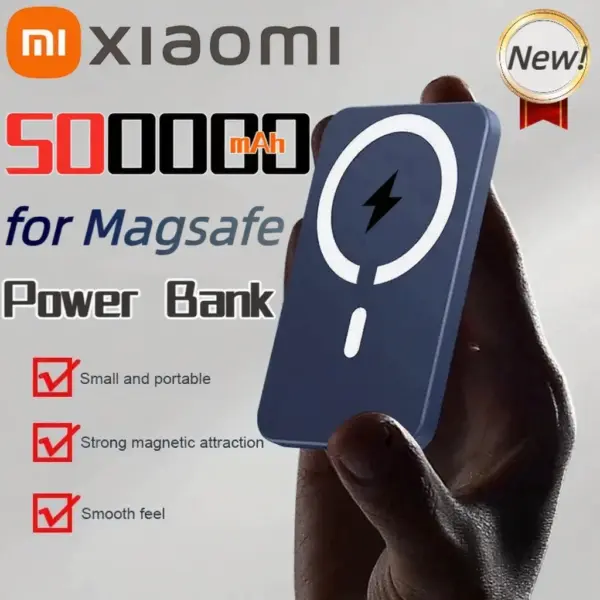 Xiaomi 500000mAh Capacity Magnetic Wireless Power Bank Portable External Battery Pack For Magsafe iPhone Samsung Huawei
