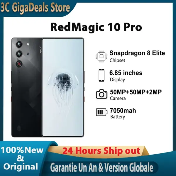 Global Version RedMagic 10 Pro 5G Gaming Phone 6.85" Snapdragon 8 Elite 7050mAh 100W Charge 50MP NFC SmartPhone