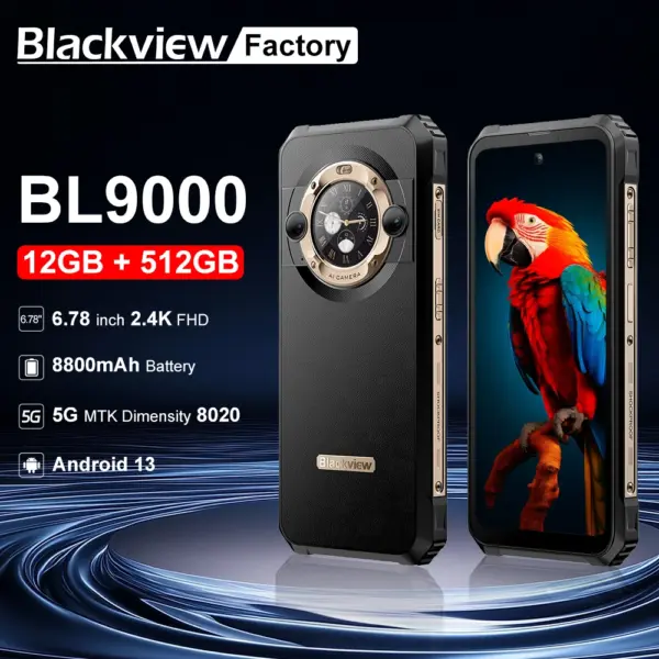 Blackview BL9000 Rugged Phone 24GB RAM+512GB ROM Global Version Telephone Portable 8800mAh 120W Fast Charge Android 5G Smartphon