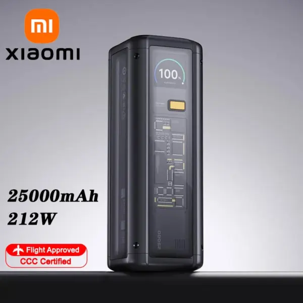 XIAOMI Power Bank 25000mAh 212W PD3.1,3‑Port Fast Charge,3C Certified,Portable External For iphone 16 15 14 13 pro Laptop Tablet