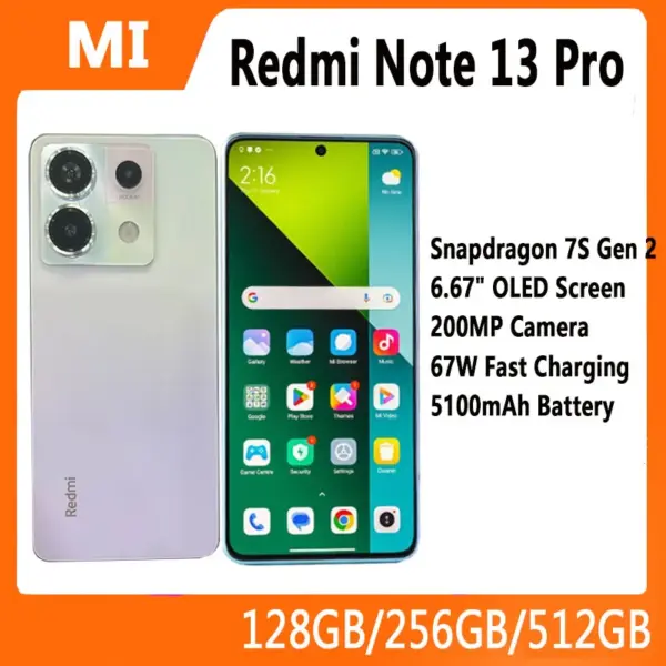 Xiaomi Redmi Note 13 Pro 5G Smartphone Chinese Version 6.67" Snapdragon 7S Gen 2 5100mAh Battery 67W Fast Charging 200 MP