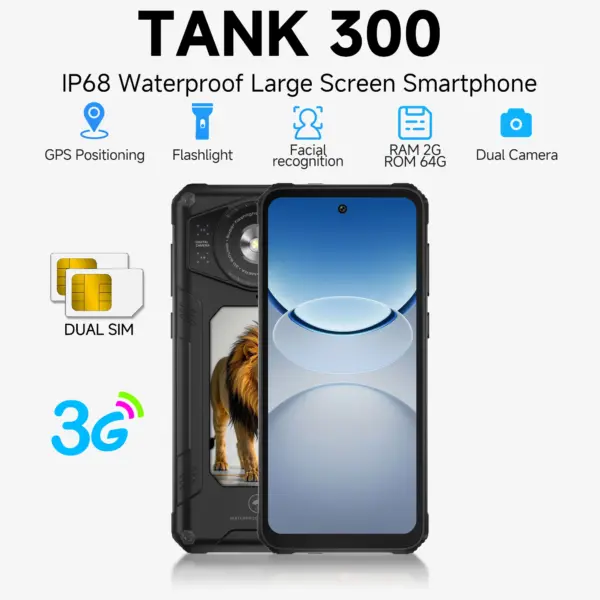 SERVO TANK300 Waterproof Smartphone Android 10 3G WCDMA 6.79" Big Display Play Store ROM 64GB WiFi Bank Power 2 SIM Smart Phones