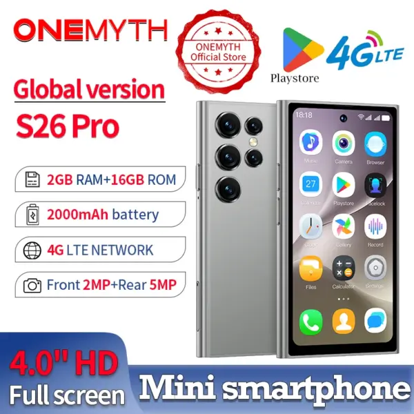 【World Premiere】ONEMYTH S26 Pro Mini Smartphone 4G Network Dual SIM Play Store 4.0 Inch HD Display 2000mAh 2GB+16GB Android 12.0