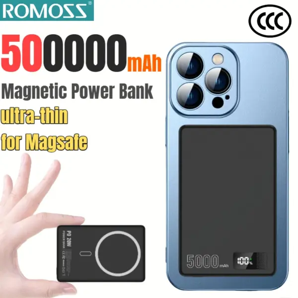 VIVO 500000mAh Magnetic Power Bank Thin Wireless Super Fast Charging Large Capacity Powerbank for Magsafe for iPhone Huawei 2025
