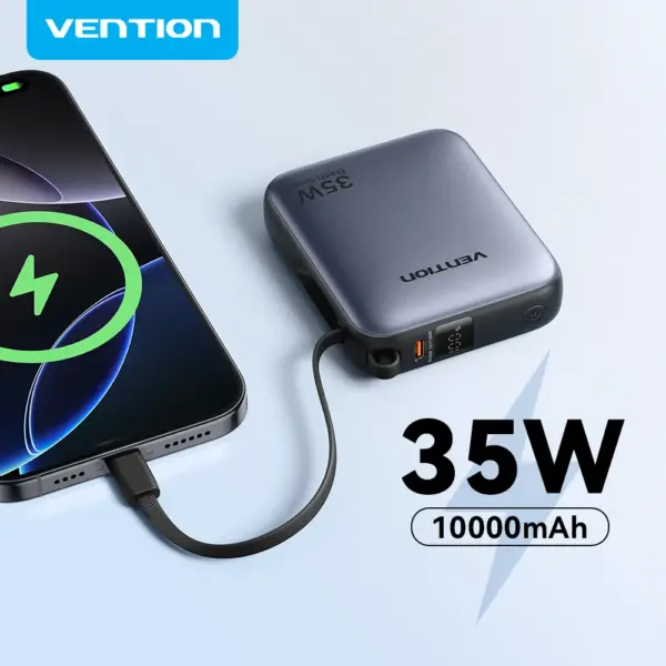 Vention 35W Power Bank Fast Charge 10000mAh Portable PowerBank for iPhone 16 15 Pro Max Xiaomi PD 20W External Battery Charger
