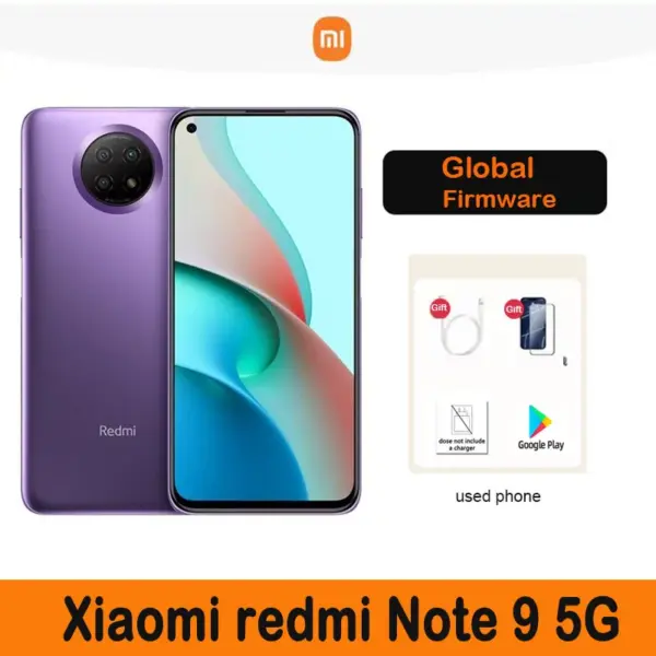 Global firmware Xiaomi Redmi Note 9 5G Smartphone Wired Charging Dual SIM Fingerprint Recognition used phone