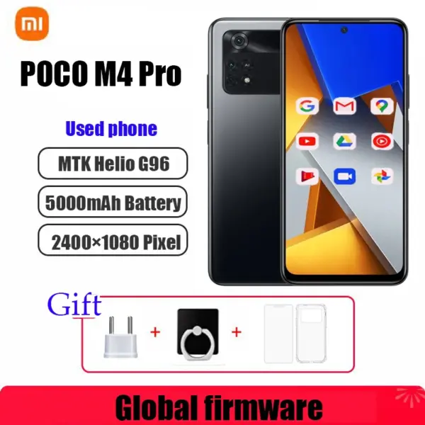 Global firmware Xiaomi POCO M4 Pro 4G Smartphone Helio G96 5000mAh battery supports 18W fast charging 2400x1080 used phone
