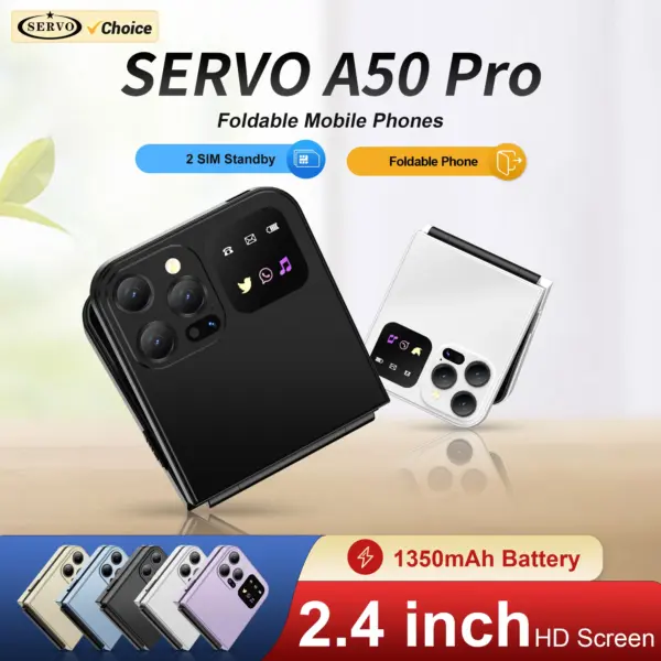SERVO A50 PRO Dual SIM Flip Mobile Phone 2.4" Screen Call Recording Speed Dial Vibration 2G Flashlight Button Foldable Cellphone