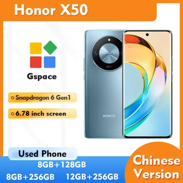 HONOR X50 5G Android CPU Snapdragon 6 Gen1 108MP 6.78inch 2652x1200px 5800mAh charging 35W Used Phone