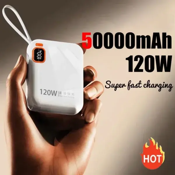 100000mAh 120W Portable Power Bank High Capacity Cable Two-way Fast Charging Mini Powerbank For Xiaomi IPhone Samsung ﻿2025 New