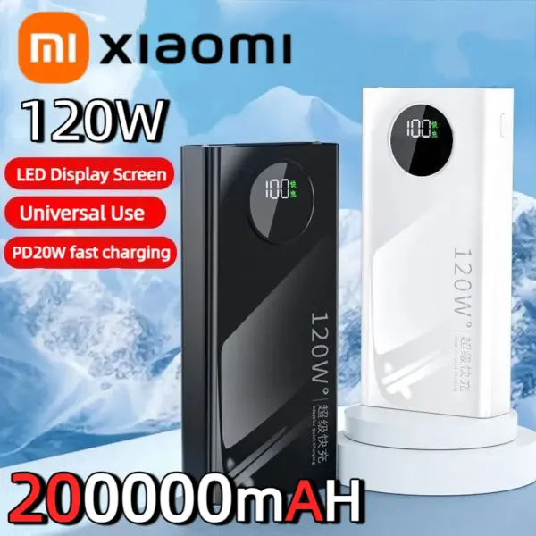 Xiaomi 200000mAh Power Bank 120W Fast Charging High-Capacity Portable Battery Charge Moblie Powerbank For iPhone Samsung NEW