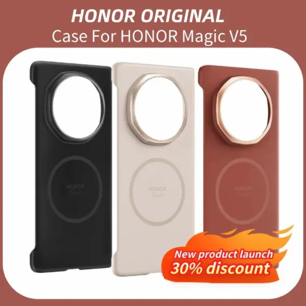 Original Phone Case For Honor Magic V5 MagicV5 5G PU Bracket Shockproof Protective Back Cover Bumper With Kickstand