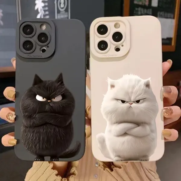 Funny Cool Cat Silicone Phone Case For iPhone 16 15 14 13 12 11 17 Pro Max 15 Pro XS XR X 8 16 Plus Shockproof Matte Soft Cover